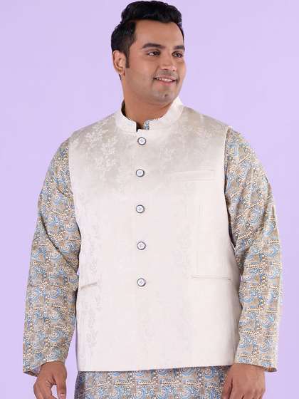 Big Hello - The Plus Life Woven Design Nehru Jacket