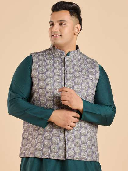 Big Hello - The Plus Life Woven Jacquard Nehru Jacket