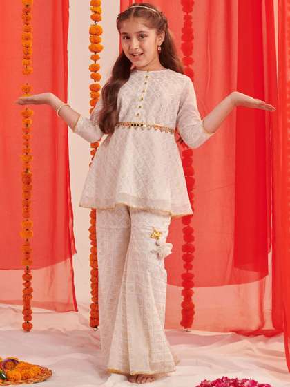 pspeaches Girls Paisley
                    Printed Regular Kurta with Sharara