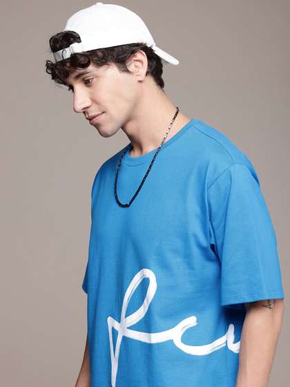 FCUK Brand Logo Printed Drop-Shoulder Sleeves Relaxed Fit Pure Cotton T-shirt