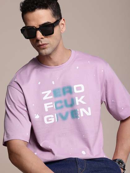 FCUK Typography Printed Drop-Shoulder Sleeves Pure Cotton Oversized T-shirt