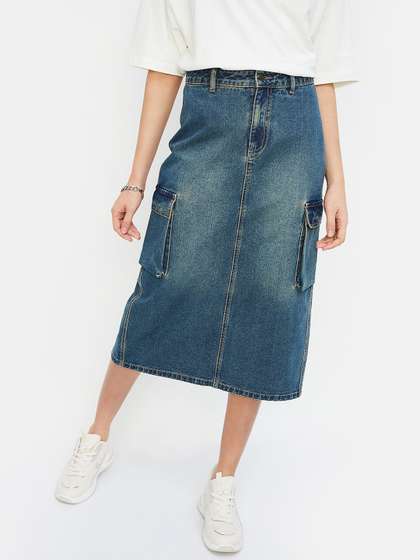 max Cotton Straight Midi Skirts