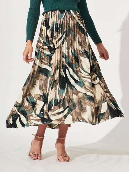OTABU Print A-Line Flared Maxi Skirt