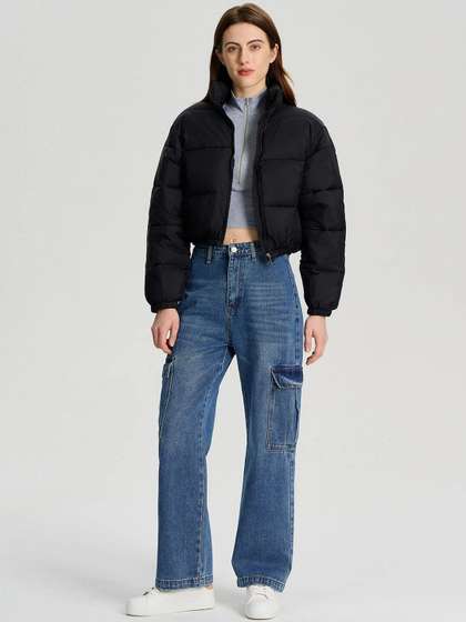 Kotty Women winters
                        Striped Crop Puffer Jacket