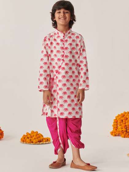 pspeaches Boys Ethnic
                    Motifs Printed Regular Kurta with Dhoti Pants