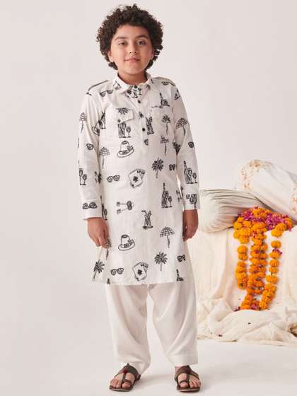 pspeaches Boys Ethnic
                    Motifs Printed Regular Kurta with Pyjamas