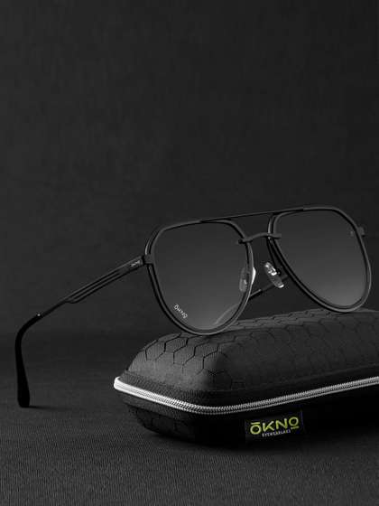 OKNO Polarised and
                        UV Protected Lens Unisex Metal Black Large
                        Aviator Sunglasses