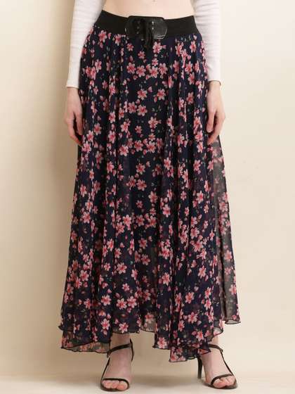 Raabta Fashion Printed Flared Maxi Skirts