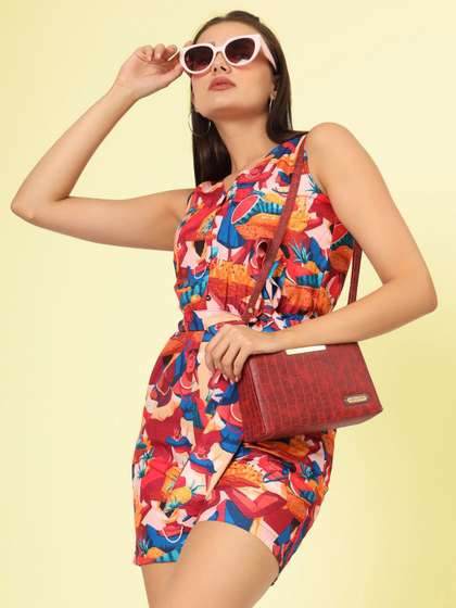 CHARMGAL Printed
                        V-Neck Playsuit