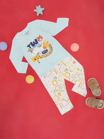 Pantaloons Baby Boys
                    Printed Pure Cotton T-shirt With Shorts