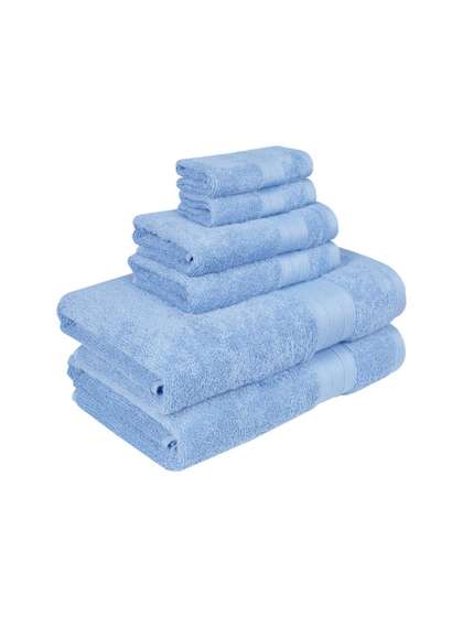 MYTRIDENT Turquoise Blue 6 Pieces Pure Cotton 500 GSM Towel Set