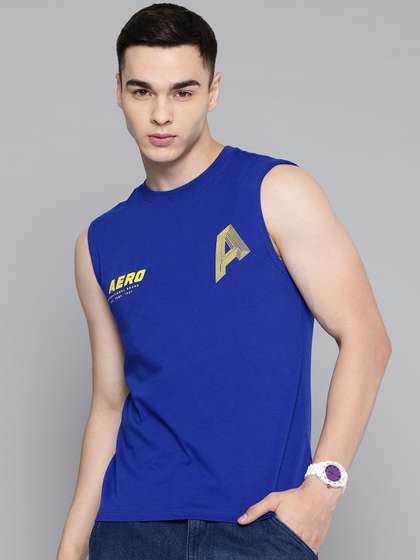 Aeropostale Brand Logo Print Indigo Pure Cotton T-shirt