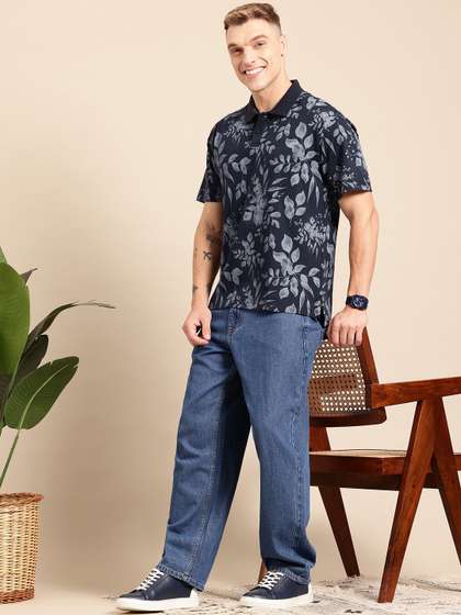Mast & Harbour Tropical Printed Polo Collar T-Shirt