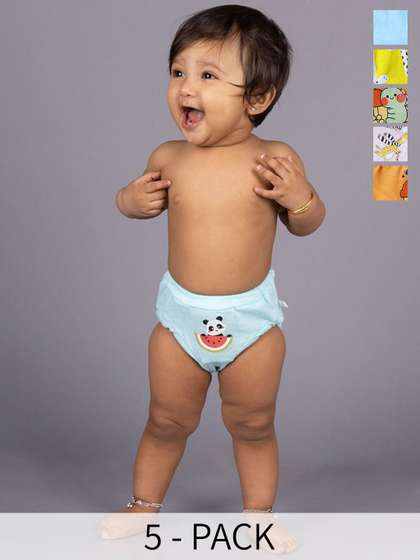 Snugkins Kids Pack Of 5
                    Printed Pure Cotton Basic Briefs
