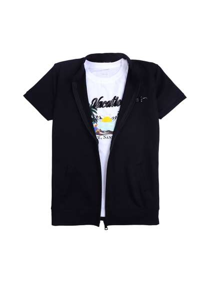 CAVIO Boys Lightweight
                    Longline Open Front Jacket with Embroidered