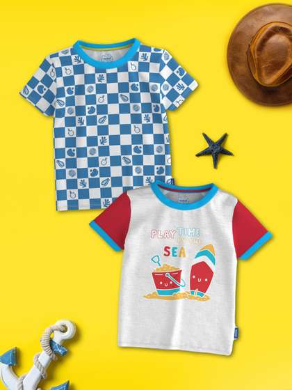 Nauti Nati Boys 2 Printed Bio Finish Applique T-shirt