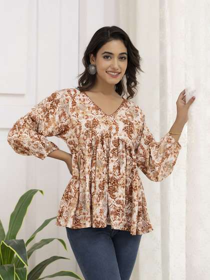 Nayo Abstract Printed V-Neck Tunic