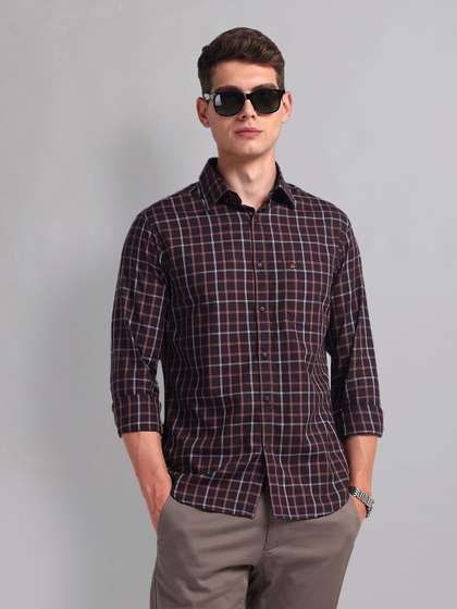 AD By Arvind Men
                        Grid Tattersall Slim Fit Checked Casual Shirt