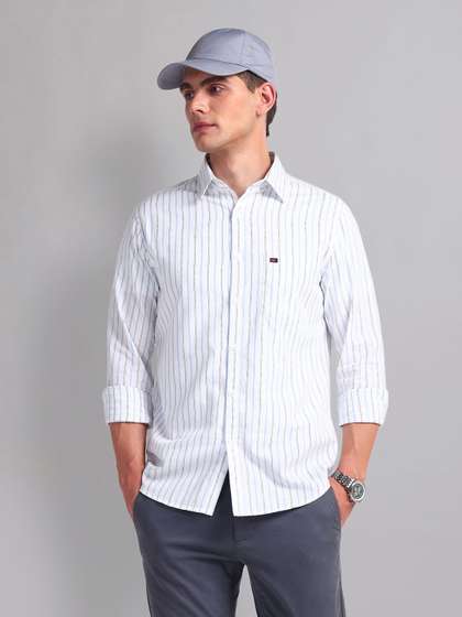 AD By Arvind Men
                        Slim Fit Striped Casual Shirt