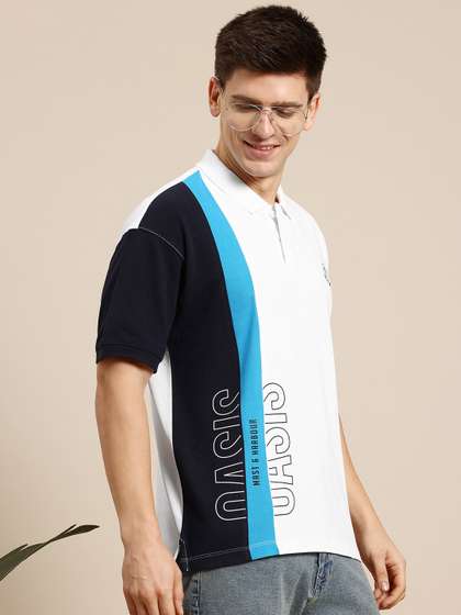 Mast & Harbour Striped Polo Collar T-shirt