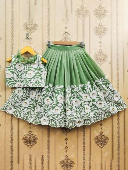 BAESD Girls Embroidered
                    Sequinned Pure Georgette Ready to Wear Lehenga &
                    Choli