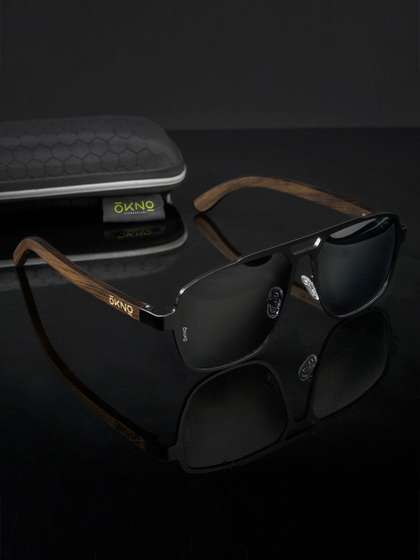 OKNO Polarised and
                        UV Protected Lens Unisex Wood Black Medium
                        Square Sunglasses