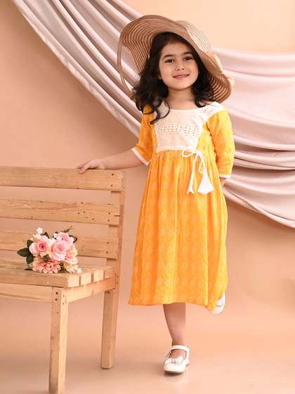Sangria Printed Cotton
                    A-Line Midi Dress