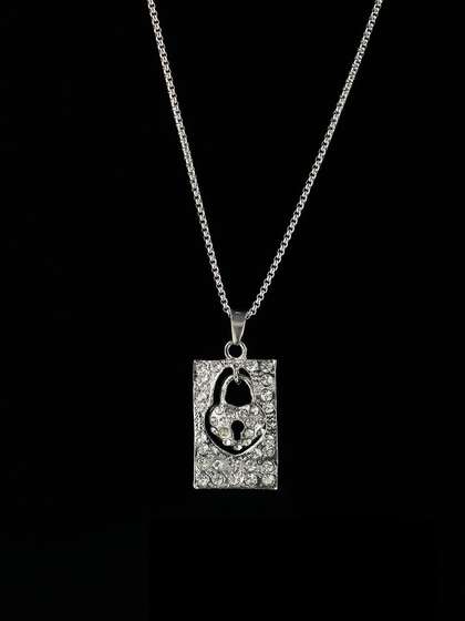 French Accent Men
                    Silver-Plated Contemporary Pendant With Chain