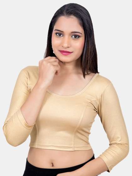 Biyu Plus Size Round
                        Neck Stretchable Readymade Saree Blouse