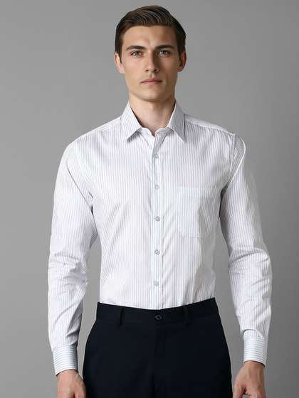 Louis Philippe Men Spread Collar Slim Fit Pure Cotton Striped Formal Shirt