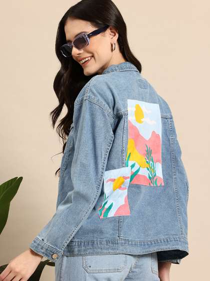 Mast & Harbour Printed Patch Denim Trucker