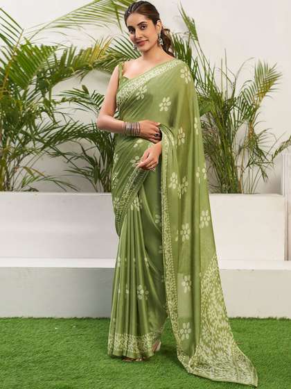 KALINI Floral Pure Chiffon Saree