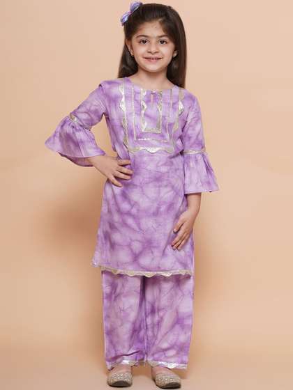 Modish Couture Girls
                      Dyed Regular Gotta Patti Pure Cotton Kurta with
                      Trousers