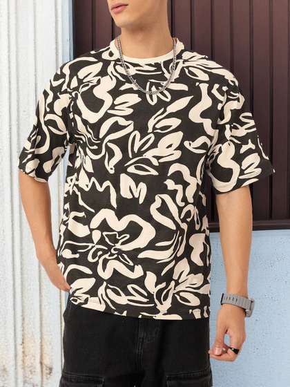 Kook N Keech X fwd Monochrome Tropical Printed Relaxed Fit T-shirt