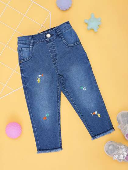 Pantaloons Baby Girls
                    Mildly Distressed Light Fade Cotton Jeans