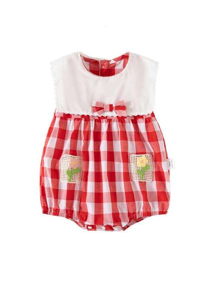 StyleCast x Revolte
                    Infant Girl Checks Pure Cotton Rompers