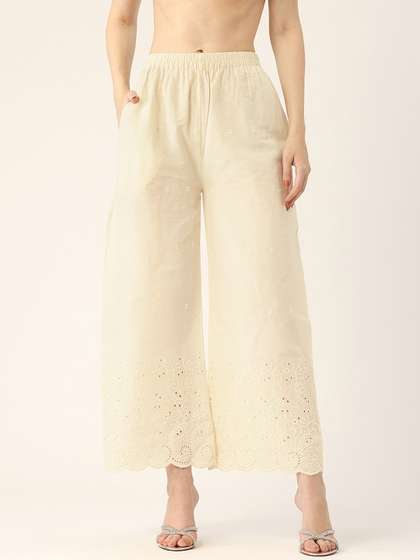 FERANOID Women
                        Ethnic Motifs Embroidered Pure Cotton Ethnic
                        Palazzos