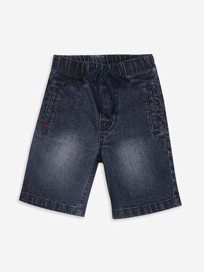 Ed-a-Mamma Boys Mid-Rise
                    Washed Pure Cotton Casual Denim Shorts
