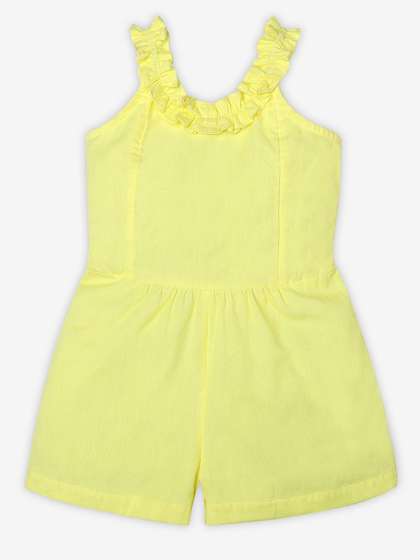 Ed-a-Mamma Girls
                      Sleeveless Tie-Ups & Smocked Detail Cotton
                      Basic Jumpsuit