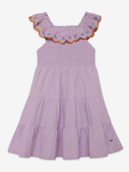 Ed-a-Mamma Girls
                    Embroidered Smocked Cotton Fit & Flare Dress