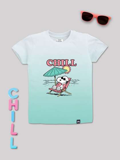 YK X Minute Mirth Boys Ombre Effect Peanuts Printed Pure Cotton T-shirt