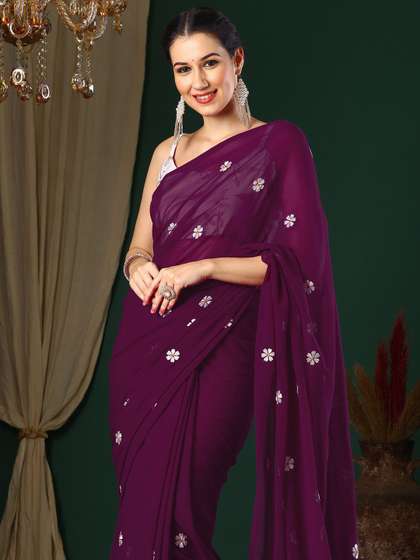 Anouk Rustic
                          Floral Embroidered Pure Georgette Saree