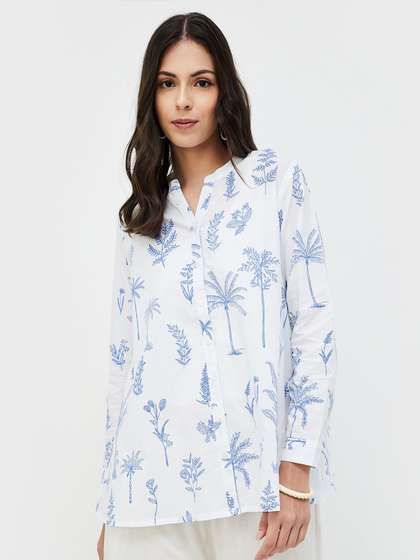 Melange by Lifestyle Mandarin Collar Printed Tunic