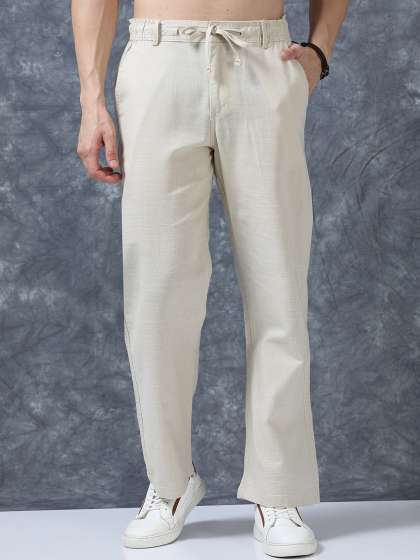 The Roadster Lifestyle Co Linen Relaxed-Fit Regular Trousers