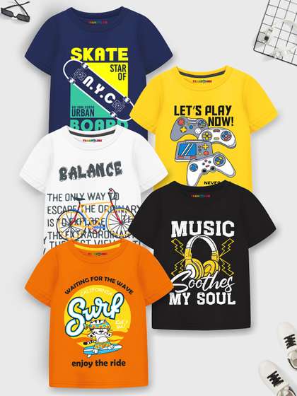 YK X Trampoline Boy Pack
                    Of 5 Printed T-shirts
