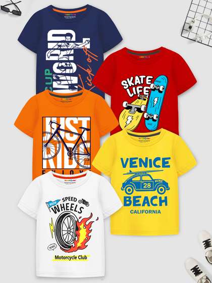 YK X Trampoline Boy Pack
                    Of 5 Printed T-shirts