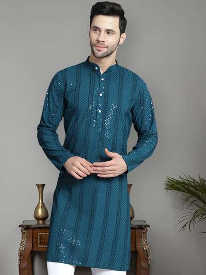 Jompers Men Geometric Embroidered Anarkali Kurta