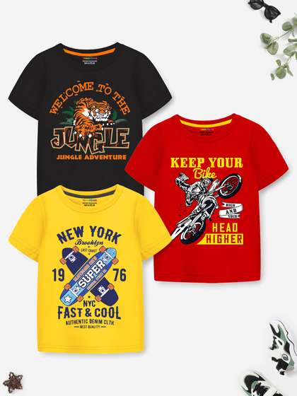 YK X Trampoline Boys Pack Of 3 Graphic Printed T-shirt