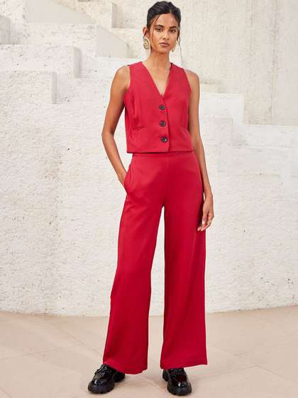 SALT ATTIRE V-Neck
                        Woven Waistcoat