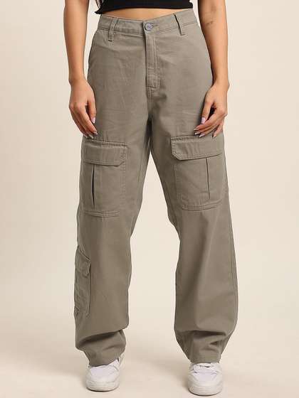 IVOC Women Straight
                        Fit High-Rise Cargos Trousers